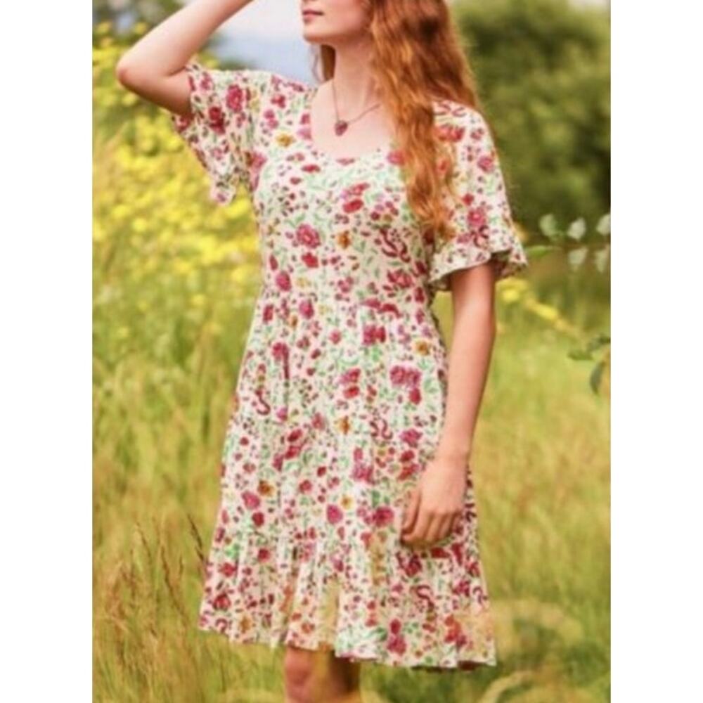 April Cornell Floral Cottagecore Tiered Midi Dress XXS